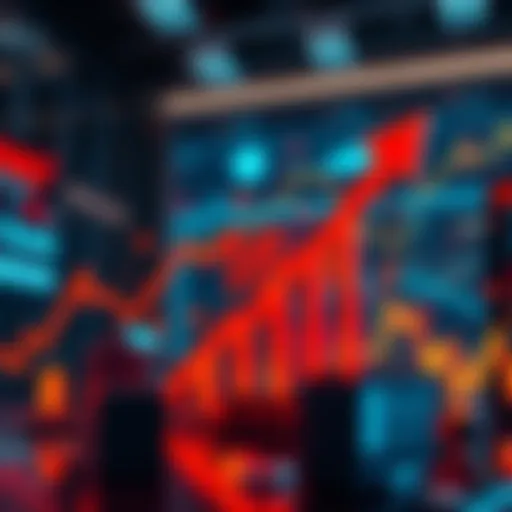 A visual representation showing Solana's inflation rate with arrows indicating upward market perception and fixed protocol policy. Includes symbols for finance and trading.