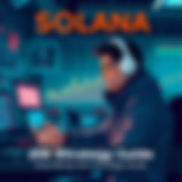 A sleek digital illustration showing a person analyzing Solana charts with tools and safety protocols in the background, symbolizing speed and workflow efficiency.