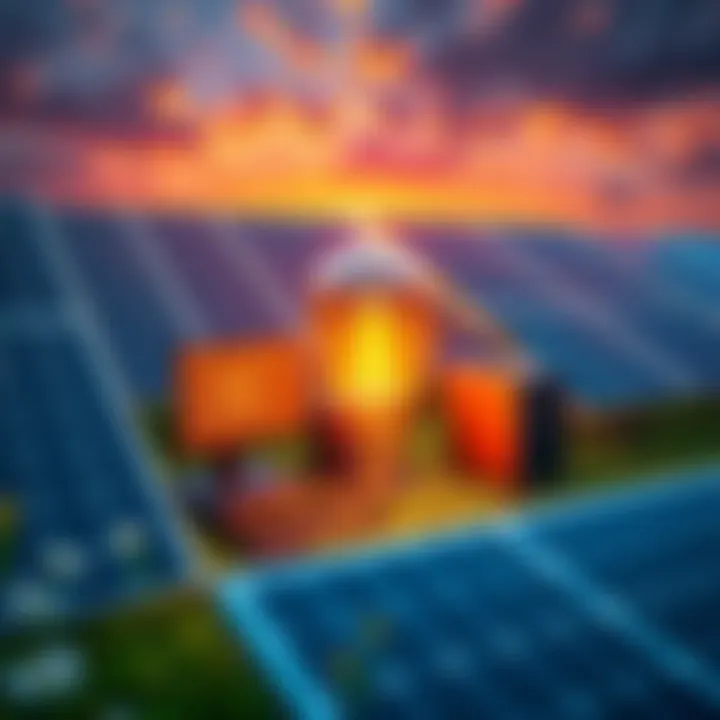 A setup of solar panels with a computer mining cryptocurrency, showcasing the use of free electricity for profit