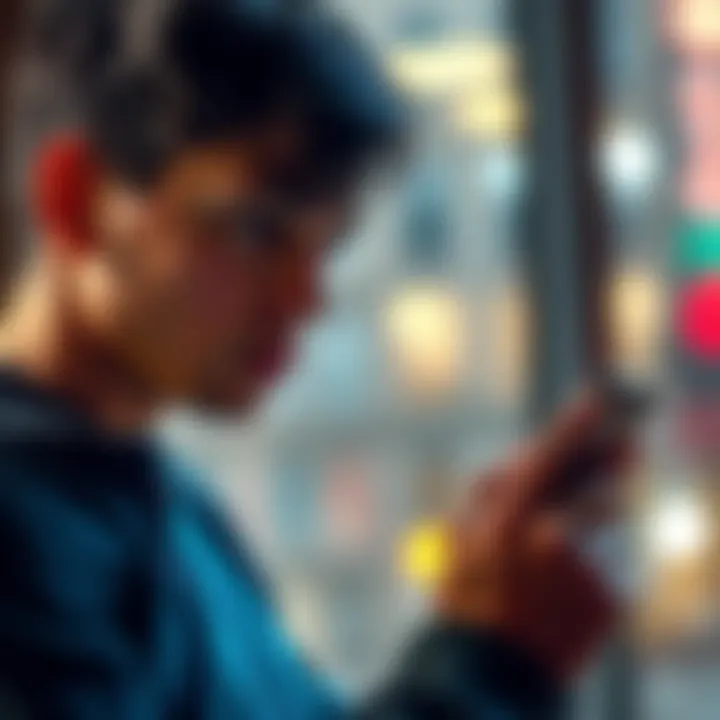A young man holding a phone, looking thoughtful while trying to reach his mother, with emotions visible on his face.