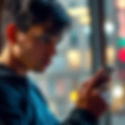 A Son Making a Phone Call A young man holding a phone, looking thoughtful while trying to reach his mother, with emotions visible on his face.
