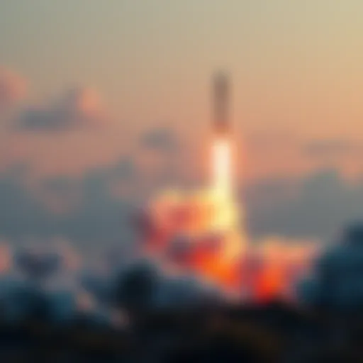 Space X Bitcoin Launch A rocket launching with Bitcoin symbols around it, representing Space X's involvement in cryptocurrency.