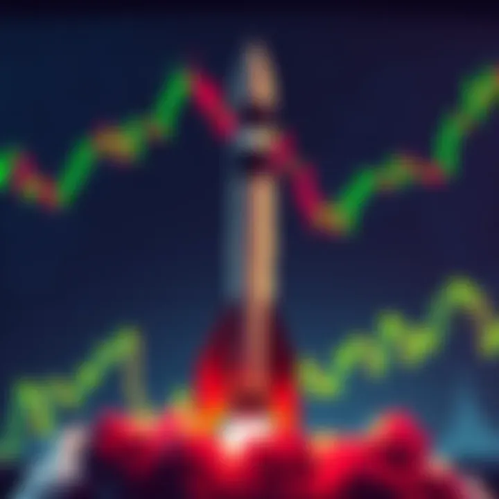 A SpaceX rocket in front of a stock market chart symbolizing the upcoming IPO filing.