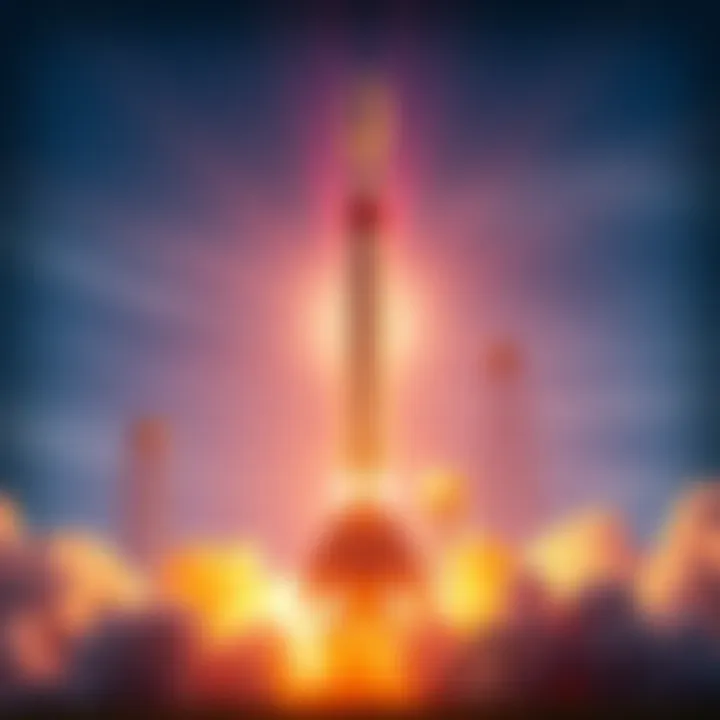 A visual representation of the SpaceX IPO, featuring a rocket launch alongside Bitcoin symbols, illustrating the investment themes.