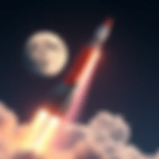 SpaceX Launching DOGE to the Moon Rocket carrying a DOGE coin heading towards the moon