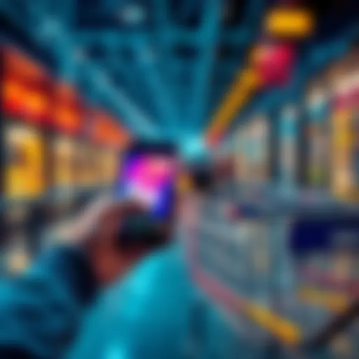 Spending Crypto from MetaMask A person using their smartphone to make a payment with MetaMask, showing a digital wallet interface and a shopping cart in the background.
