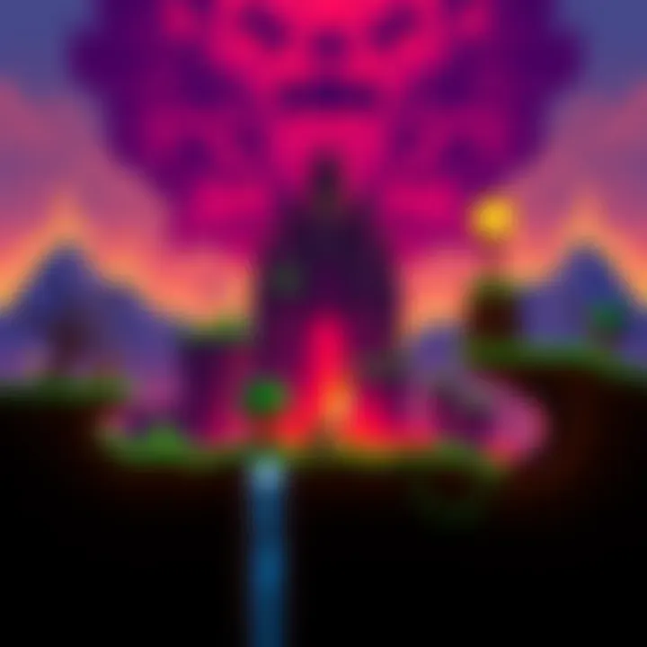 Spoonkids battles the Wall of Flesh in Terraria