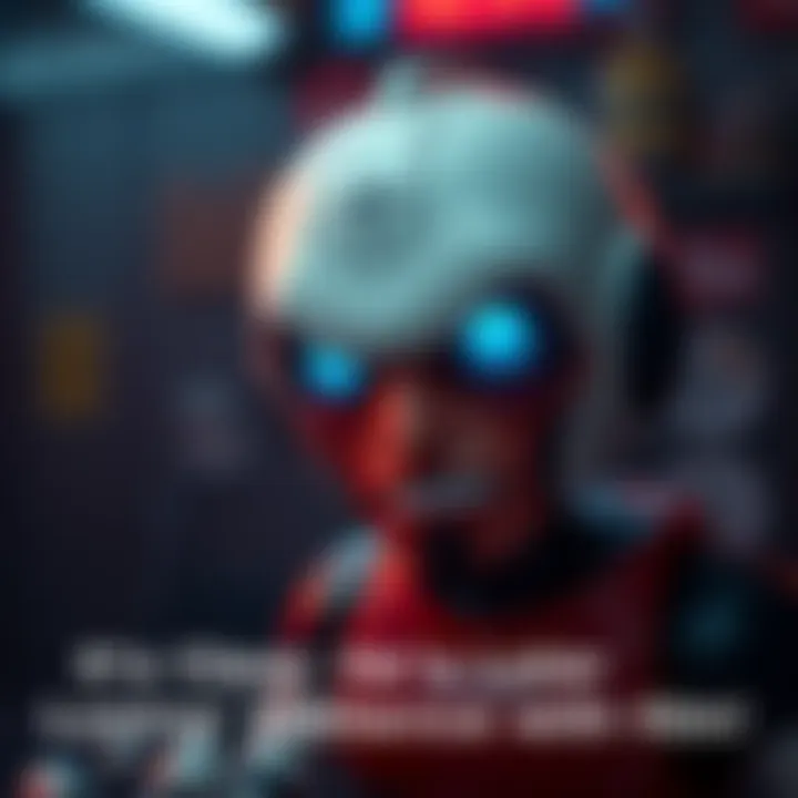 Spoonkit Dickbot with a weary expression, showing signs of frustration and impatience, surrounded by tense atmosphere