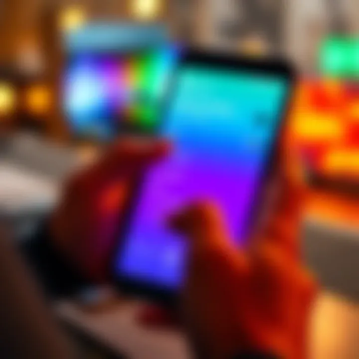 A person using an Android phone to adjust Spotify settings to prevent music from pausing during ads