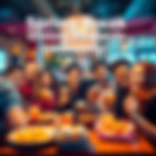 Spring Break Dining Rewards A cheerful group of friends enjoying a meal together, celebrating Spring Break with delicious food and drinks while earning rewards.