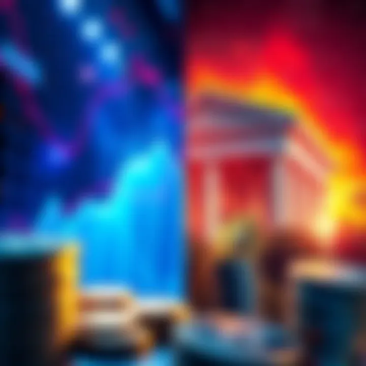 A visual comparison of stable coins and cash in bank accounts, showcasing safety features and benefits, with images of coins and a bank.