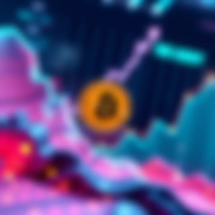 Graphic showing USDC surpassing USDT in transaction volume, with a rising graph in the background illustrating growth in digital finance.