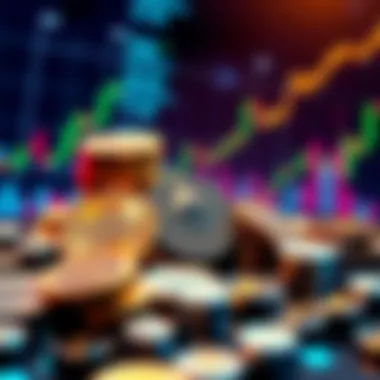 Stablecoin Revenue Growth A visual representation of stablecoin firms earning revenue through Ethereum investments, featuring digital coins and financial graphs.