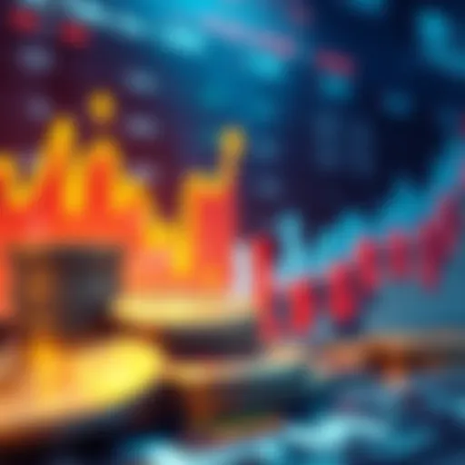 A financial graph showing growth trends in stablecoin investments, with coins and charts in the foreground, symbolizing financial management in 2026.