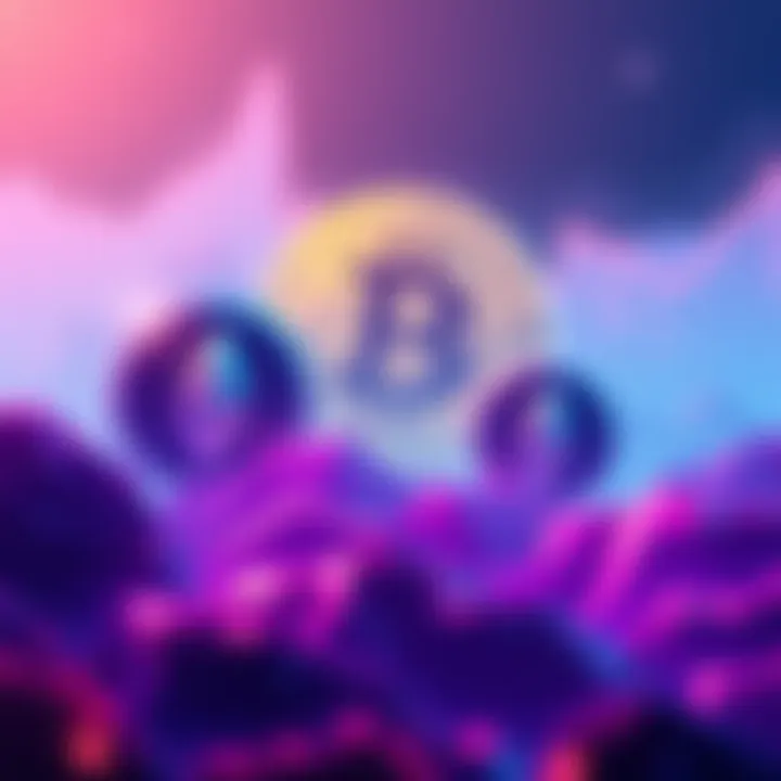 Illustration of stablecoins like Tether and USDC dominating the crypto market, with Bitcoin in the background