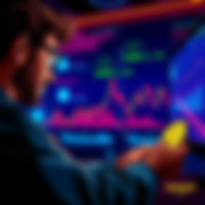 A person analyzing Bitcoin Cash staking options, with charts and graphs showing potential profits from BADGER tokens