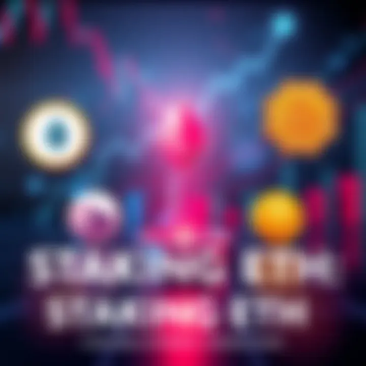 A visual comparison of top platforms for staking ETH, featuring logos of Coinbase, Kelp Dao, Stader Labs, Lido, and Klin-Staking-Pool, with a background representing cryptocurrency growth.