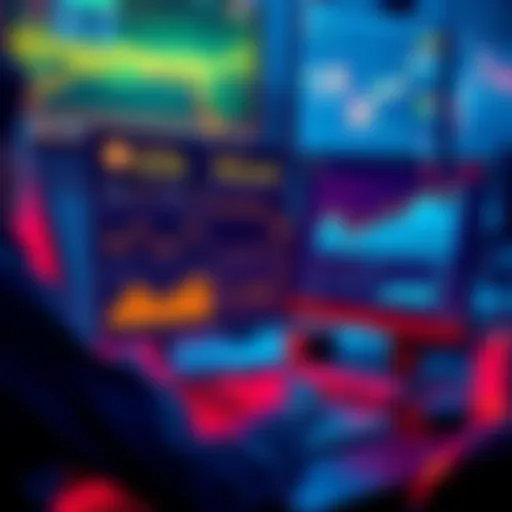 A person sitting at a computer, researching SOL staking platforms and wallets with charts and information on the screen