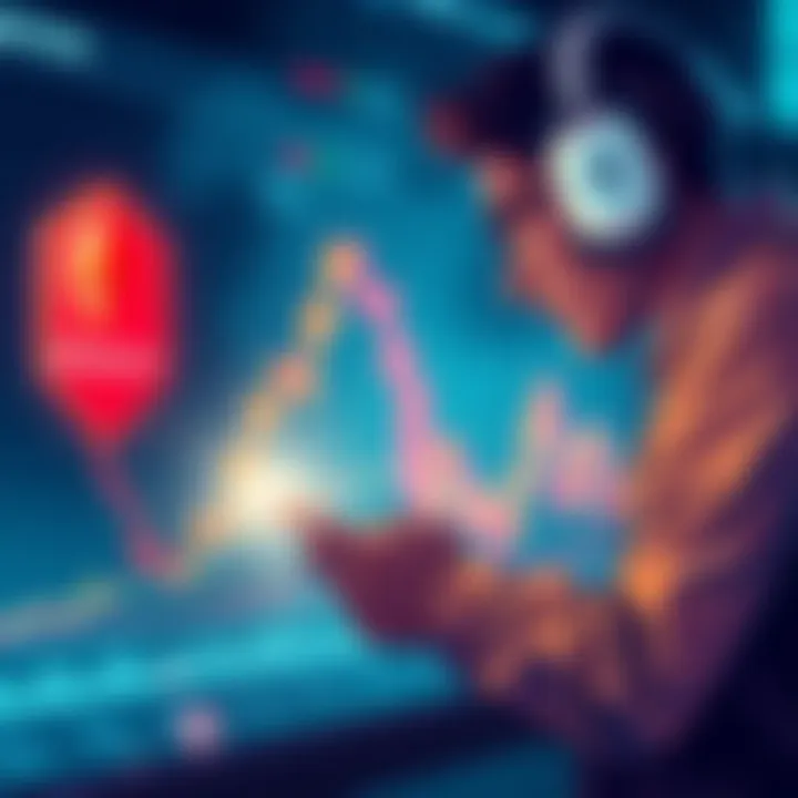 Illustration showing a person analyzing Ethereum staking risks and slashing implications on a digital chart