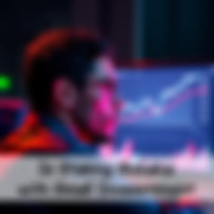 A person contemplating staking Solana cryptocurrency with a small investment, showing a graph of modest returns on a screen.