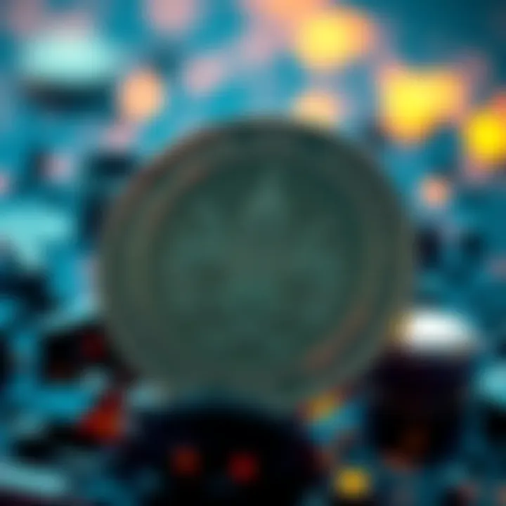 A digital representation of a stablecoin with a state emblem, illustrating government involvement in blockchain technology.