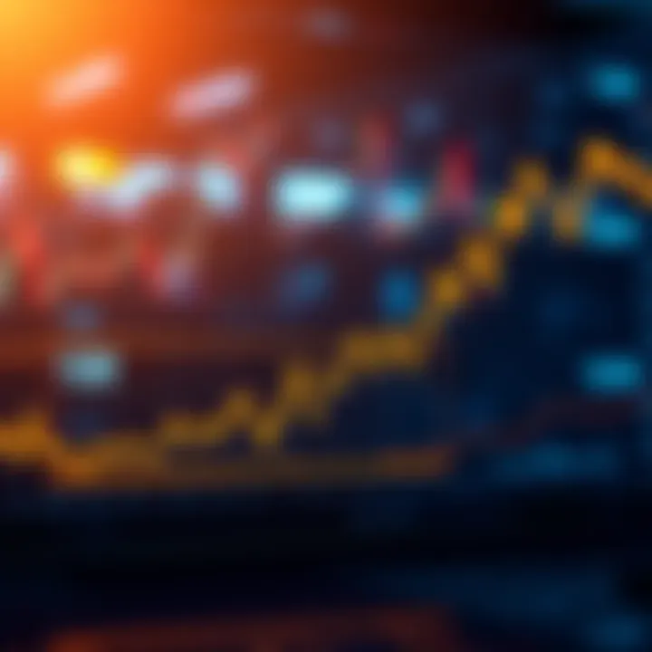 A graph showing steady market growth with a stable line, indicating no major fluctuations. Investors watching and analyzing potential future gains.