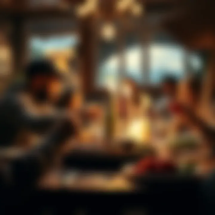 A joyful family dinner featuring a delicious steak meal, symbolizing celebration and financial recovery from crypto gains.