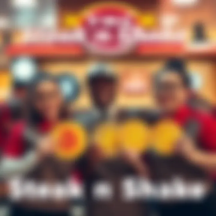 Steak n Shake Bitcoin Bonus for Workers Steak n Shake employees holding Bitcoin symbols and smiling, representing the new bonus program, with a restaurant background