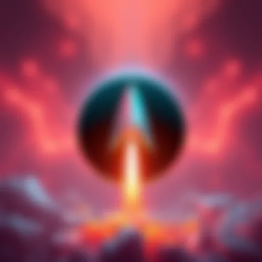 A highlight of Stellar's logo with a rocket symbolizing growth and success in the crypto market.