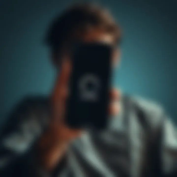 A frustrated person holding a smartphone with the STEPN app open, showing a loading symbol on the screen due to connectivity issues.