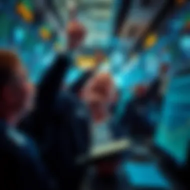 Stock Market Rise Traders celebrating as stock prices increase dramatically after Trump's comments on Iran deal