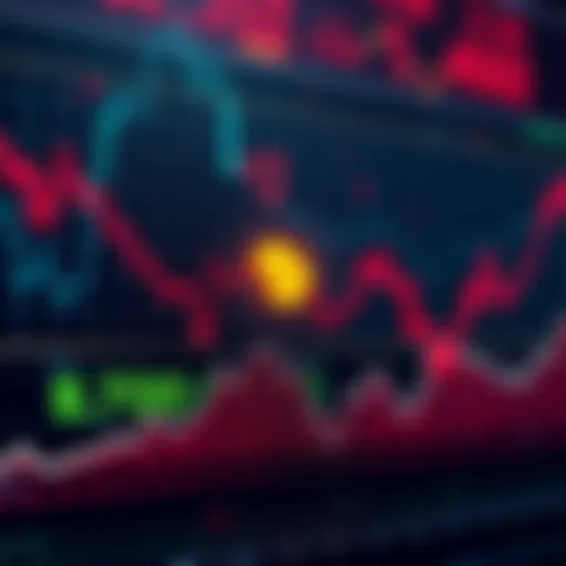 Stock Market Decline and Cryptocurrency A graph showing a sharp decline in the stock market and rising tension in the cryptocurrency market, representing investor concerns about Bitcoin's future.