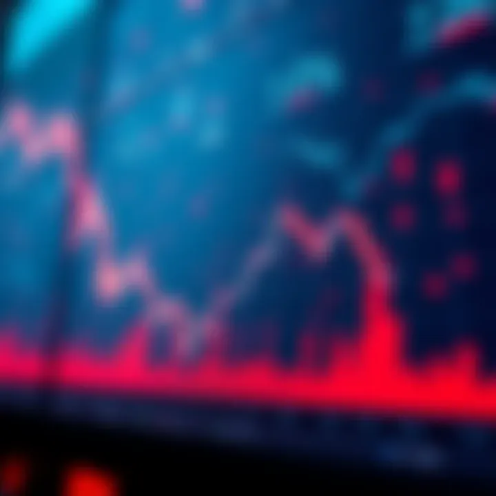 Stock market graph showing decline A stock market graph illustrating a downward trend amidst news of US-Iran conflict