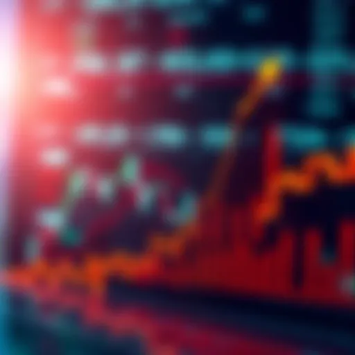 A stock market graph showing an upward trend with a background of financial symbols, reflecting high market performance.