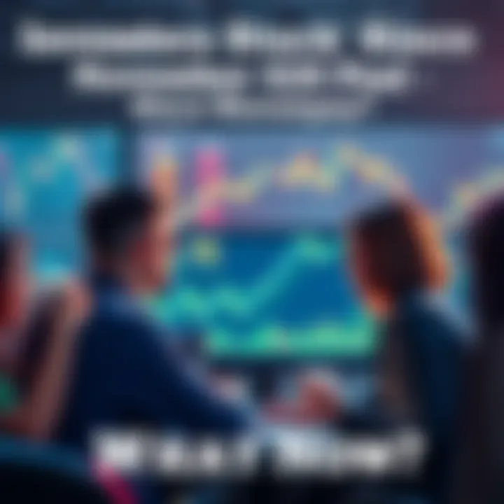 A chart showing flat stock market performance since November 2021, with frustrated investors looking at their screens.