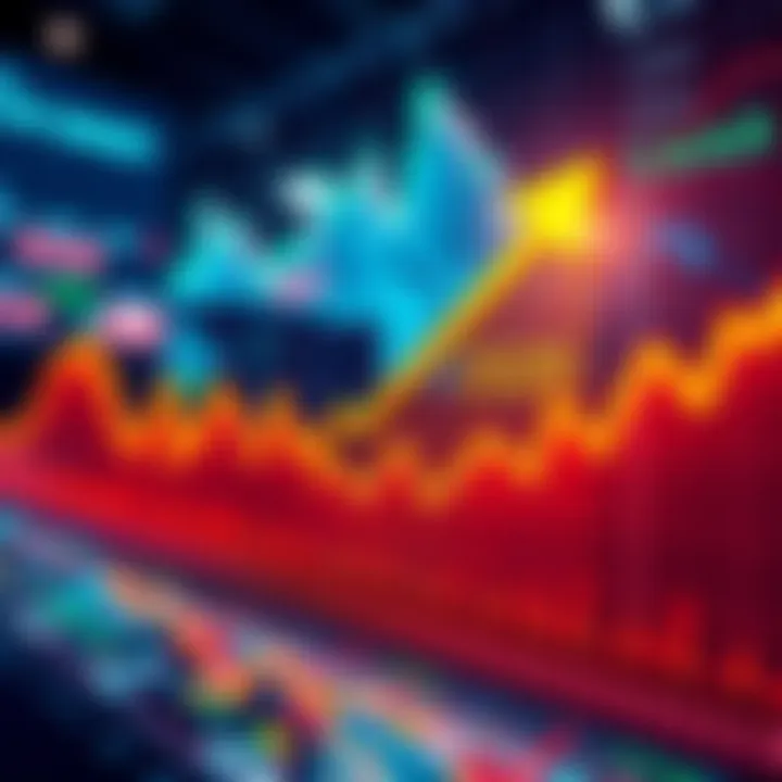 Stock Market Trends 2026 A graph showing fluctuating stock market trends with an upward arrow and warning signs, representing potential changes in 2026.