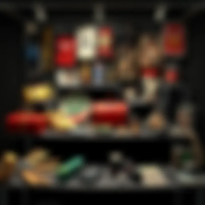 A collection of items thought to be stolen, showcasing various goods on a table with a dark background.