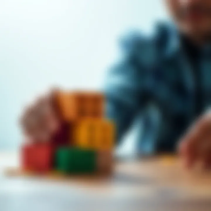 A person stacking colorful blocks symbolizing building a stable life over gambling