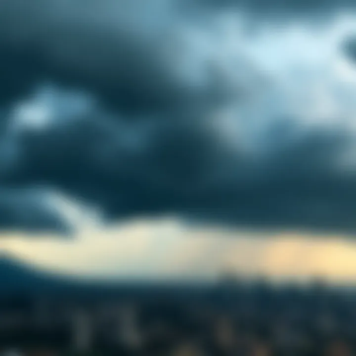 Dark storm clouds closing in over a city skyline, signaling change on the horizon.