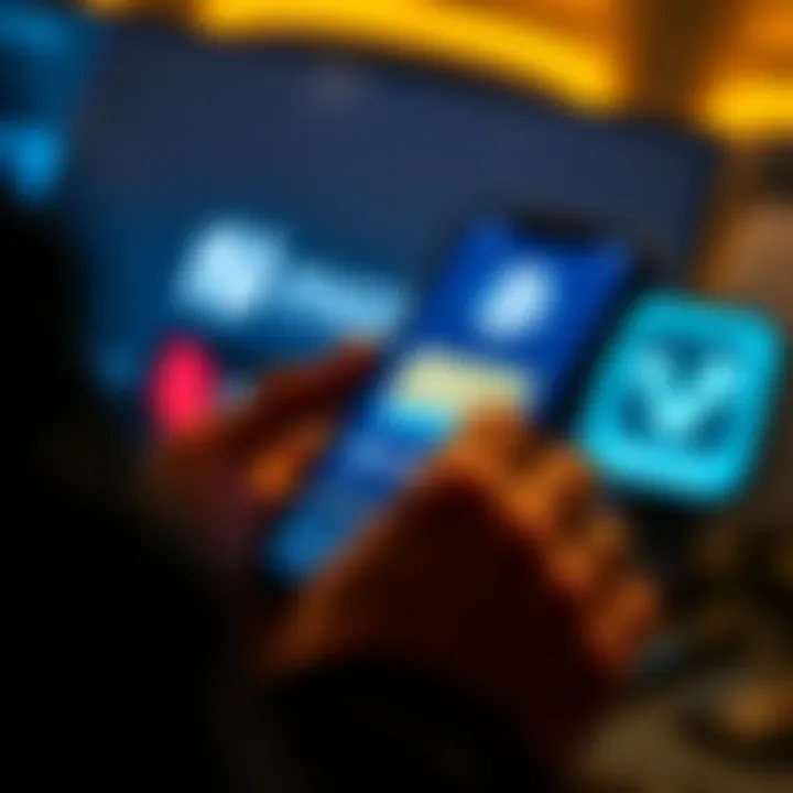 Person using the Strike app on a smartphone to manage Bitcoin transactions with logos of Monzo and Revolut in the background