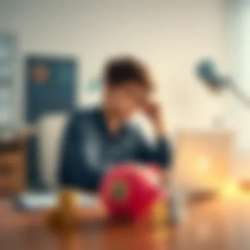 A college student sits at a desk with a laptop open, looking thoughtfully at charts of Bitcoin and savings account rates. A piggy bank and Bitcoin coins are on the table, symbolizing investment choices.