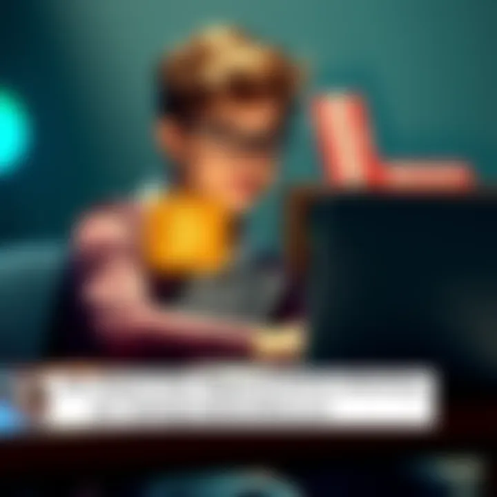 A college student sitting at a desk with a laptop, looking at Bitcoin on the screen, symbolizing tax reporting for gifted cryptocurrency.