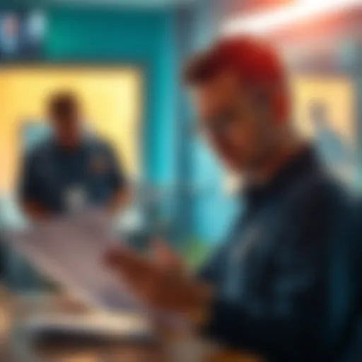 A concerned employee looking at documents related to substance abuse allegations at DD