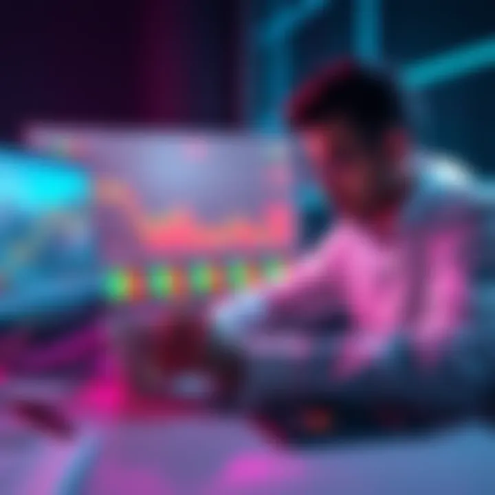 A person analyzing cryptocurrency charts and options for holding or staking SUI investment, with a laptop and notes in the background.