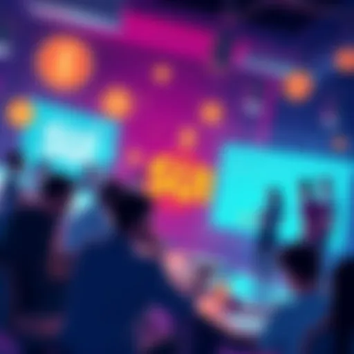 A vibrant community discussing SUI cryptocurrency with people engaging in conversations and sharing ideas on a digital platform.