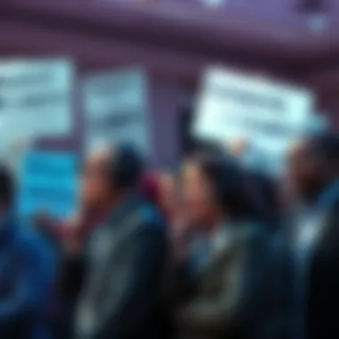 A group of people making phone calls to lawmakers in support of the CLARITY Act, with signs about cryptocurrency and Ethereum in the background