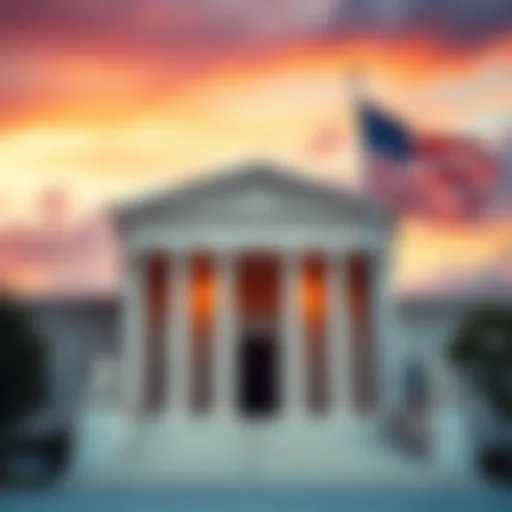 Supreme Court Building with Flag The US Supreme Court building with an American flag waving, symbolizing a recent ruling.