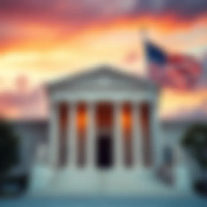Supreme Court Building with Flag The US Supreme Court building with an American flag waving, symbolizing a recent ruling.