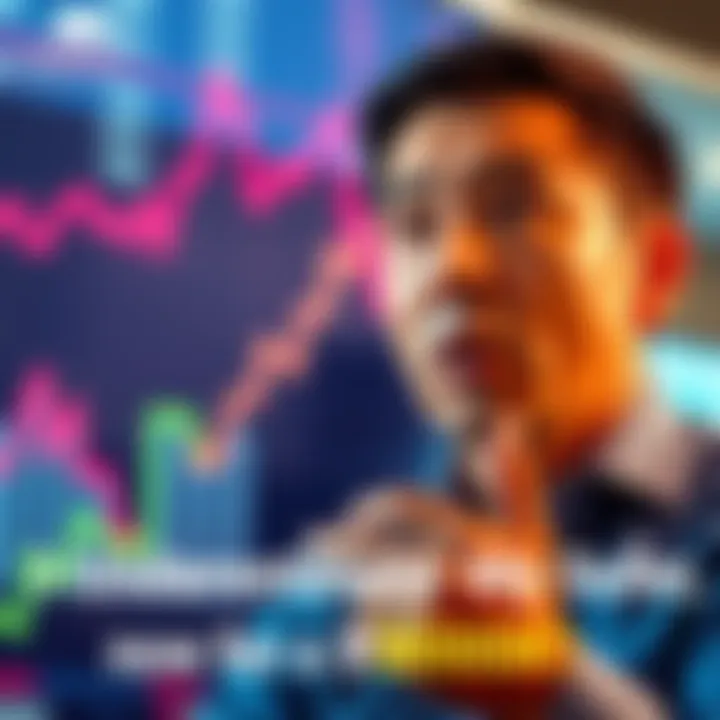 Person looking at a financial graph with a rising trend, surprised by their superannuation growth