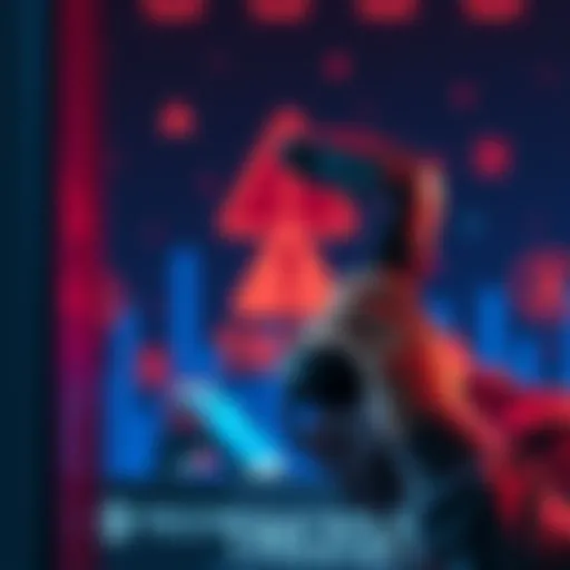 A person receiving a phone call with a warning symbol and crypto icons in the background, representing a scam alert.
